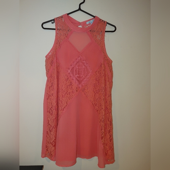 She +Sky Peach Dress With Lace, Size Medium - Picture 1 of 7